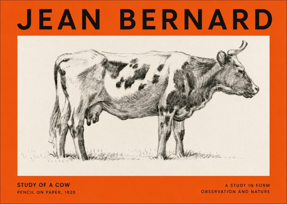 Jean Bernard Study of a Cow XX No3 - Plakát