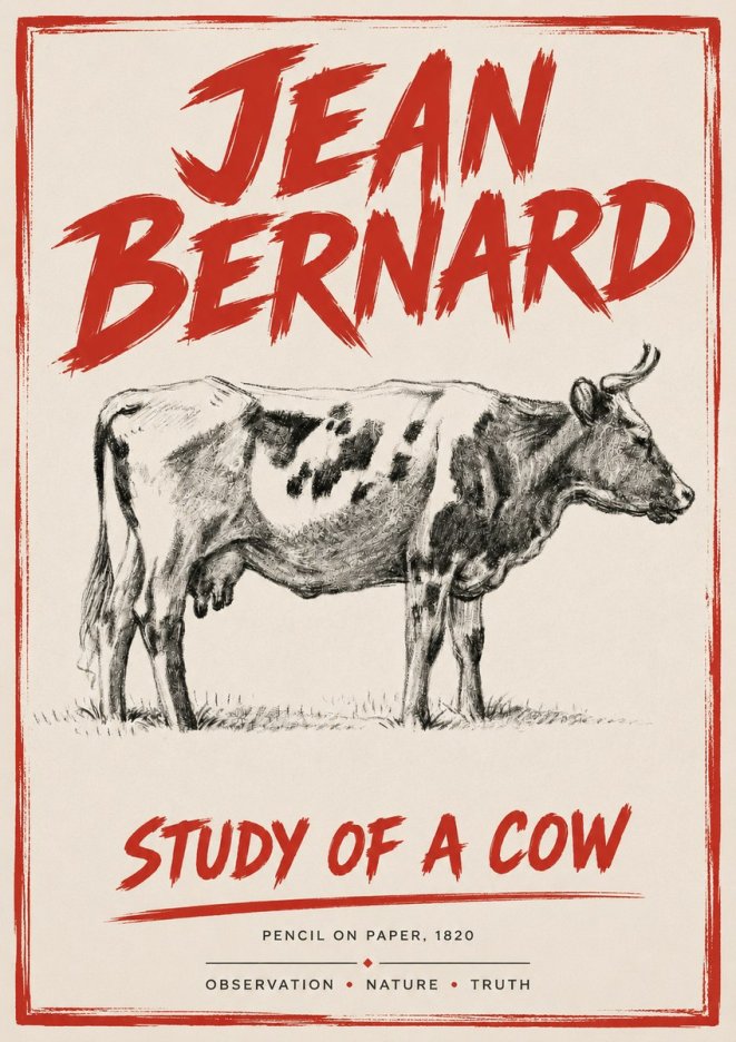 Jean Bernard Study of a Cow XX No4 - Plakát