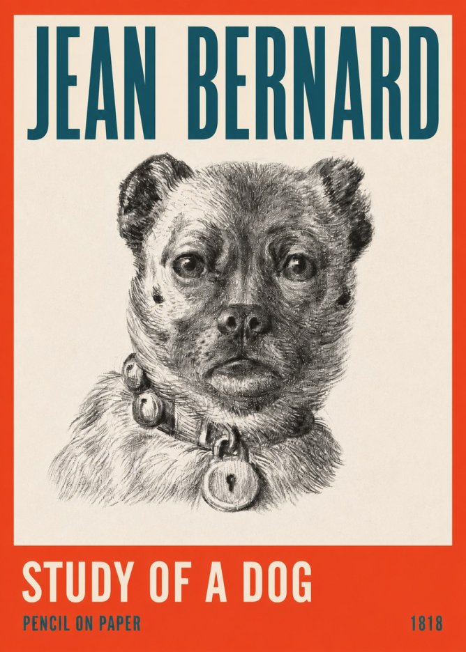 Jean Bernard Study of a Dog IV No2 - Plakát