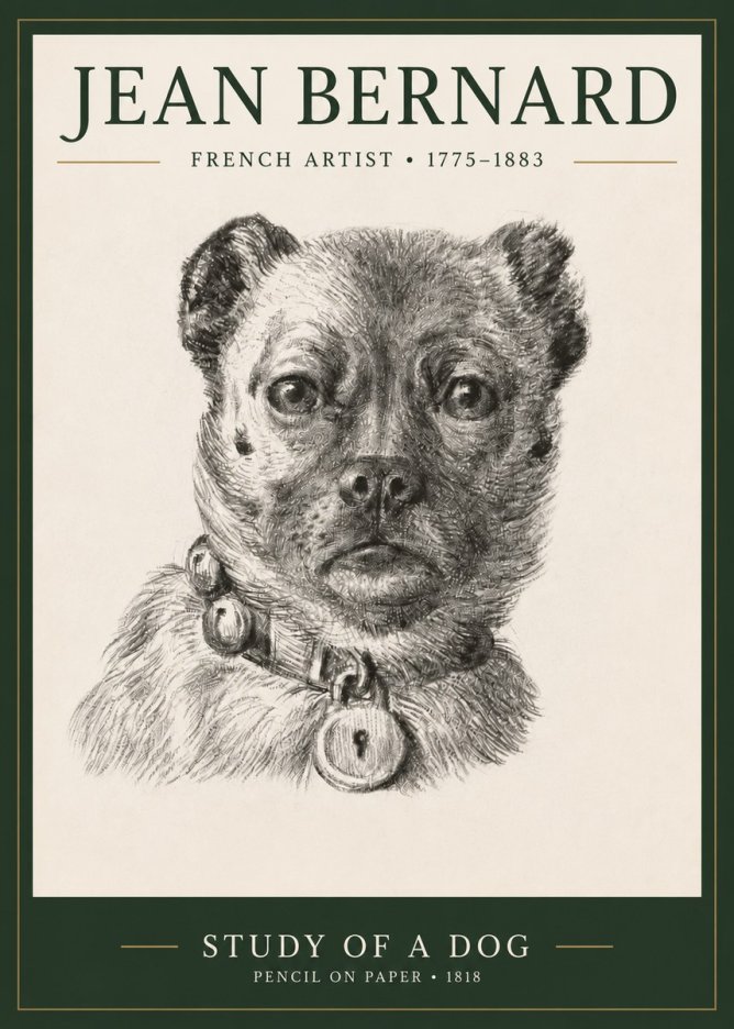 Jean Bernard Study of a Dog IV No3 - Plakát