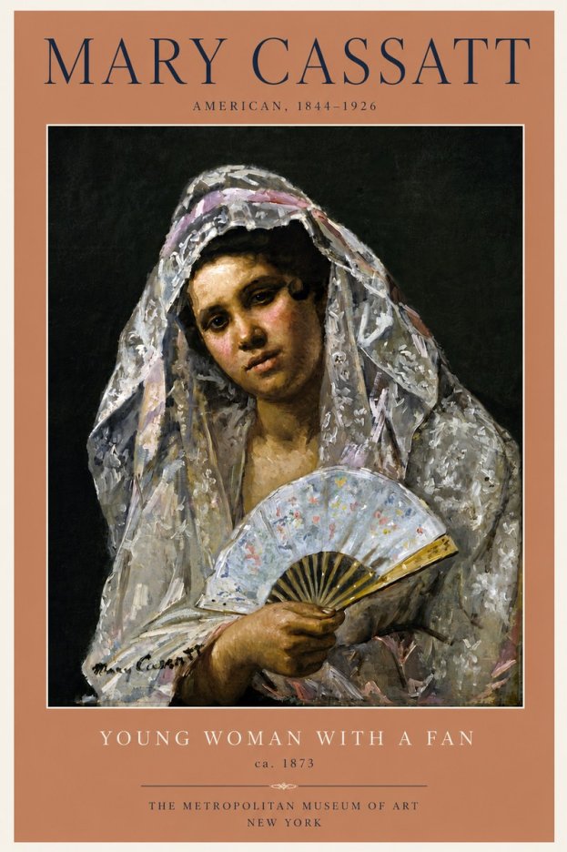 Mary Cassatt Young Woman with a Fan II No6 - Plakát