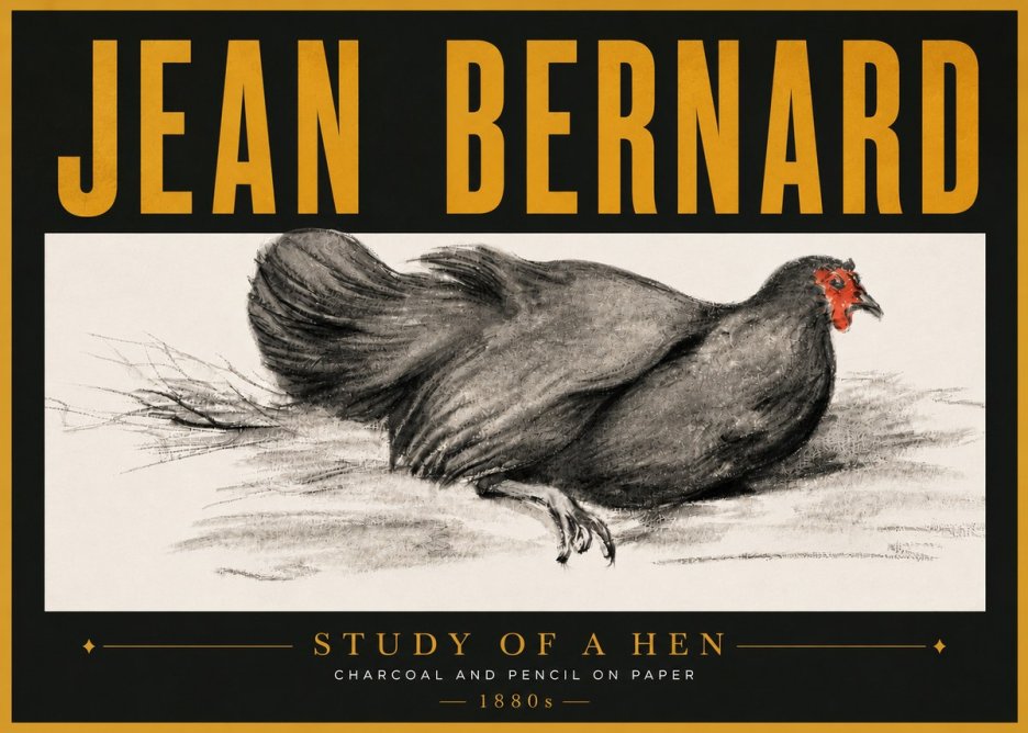 Jean Bernard Study of a Hen No6 - Plakát