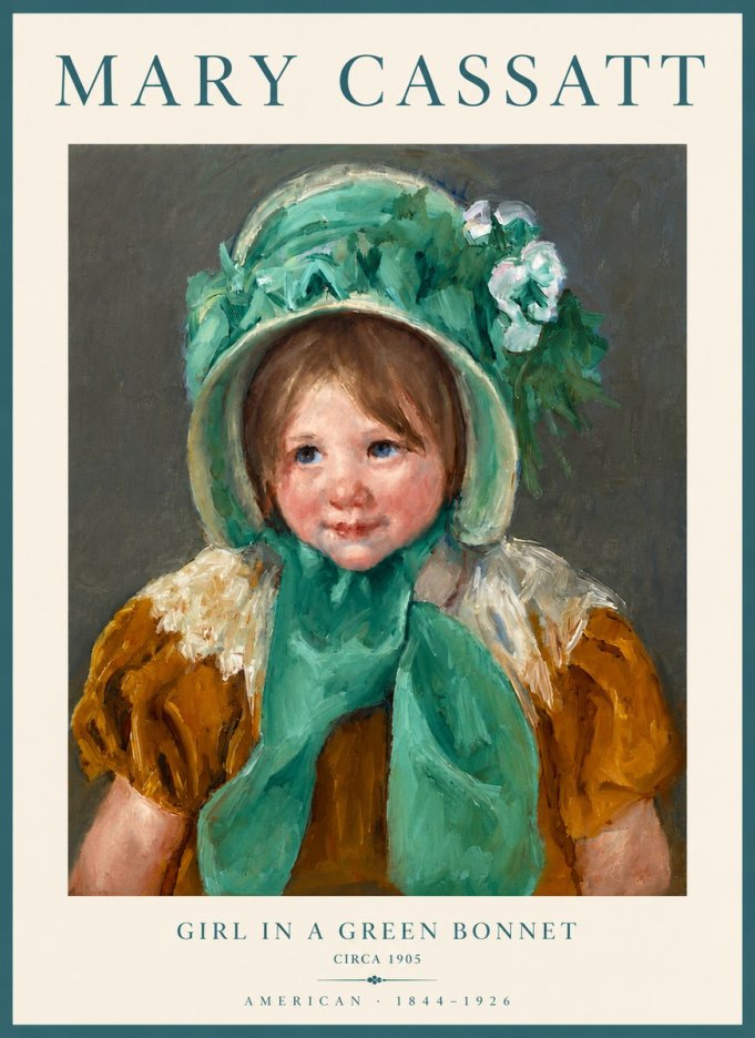 Mary Cassatt Girl in a Green Bonnet No6 - Plakát