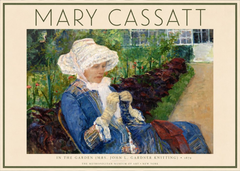 Mary Cassatt In the Garden (Mrs. John L. Gardner Knitting) No2 - Plakát