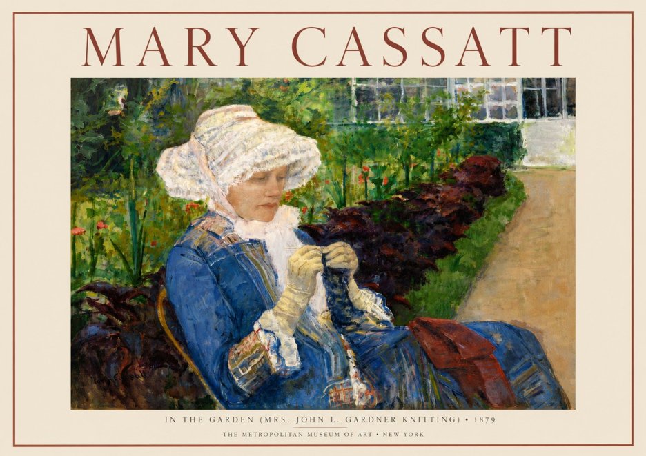 Mary Cassatt In the Garden (Mrs. John L. Gardner Knitting) No3 - Plakát