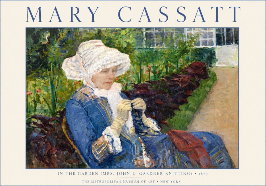 Mary Cassatt In the Garden (Mrs. John L. Gardner Knitting) No6 - Plakát