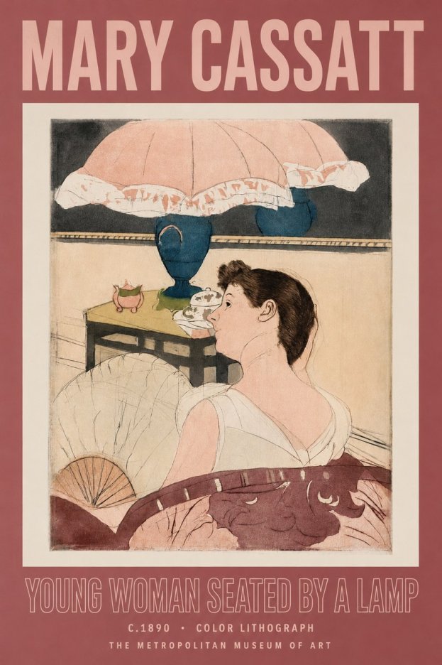 Mary Cassatt Young Woman Seated by a Lamp No2 - Plakát