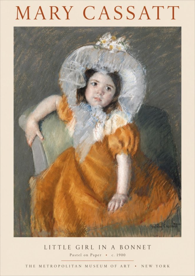 Mary Cassatt Little Girl in a Bonnet No1 - Plakát