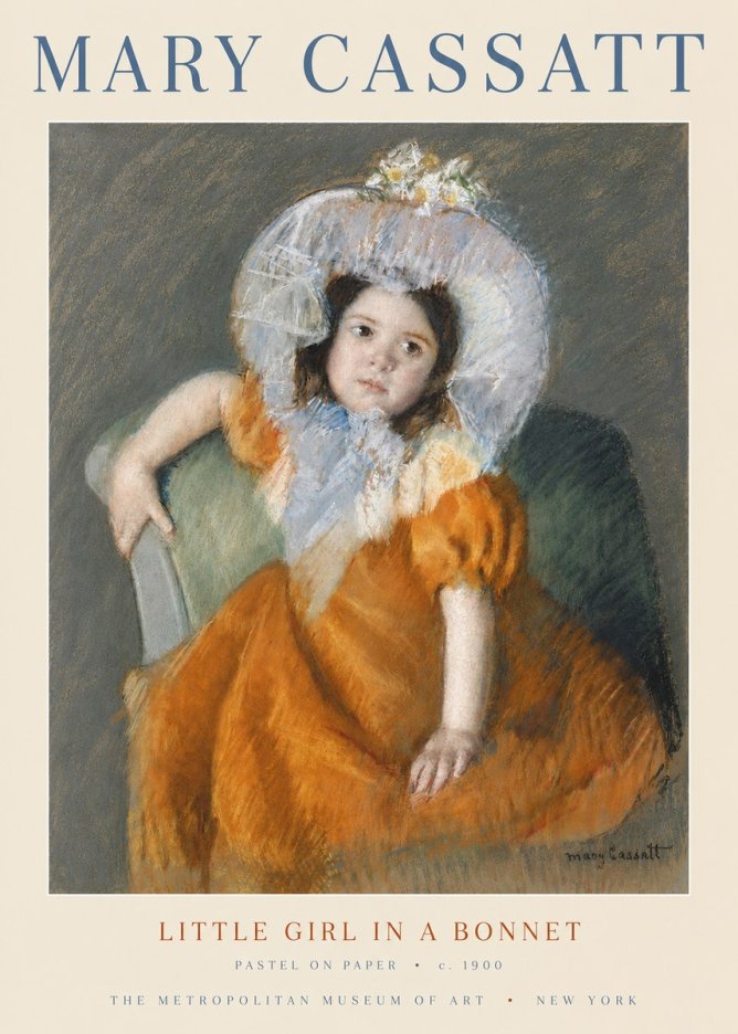 Mary Cassatt Little Girl in a Bonnet No4 - Plakát