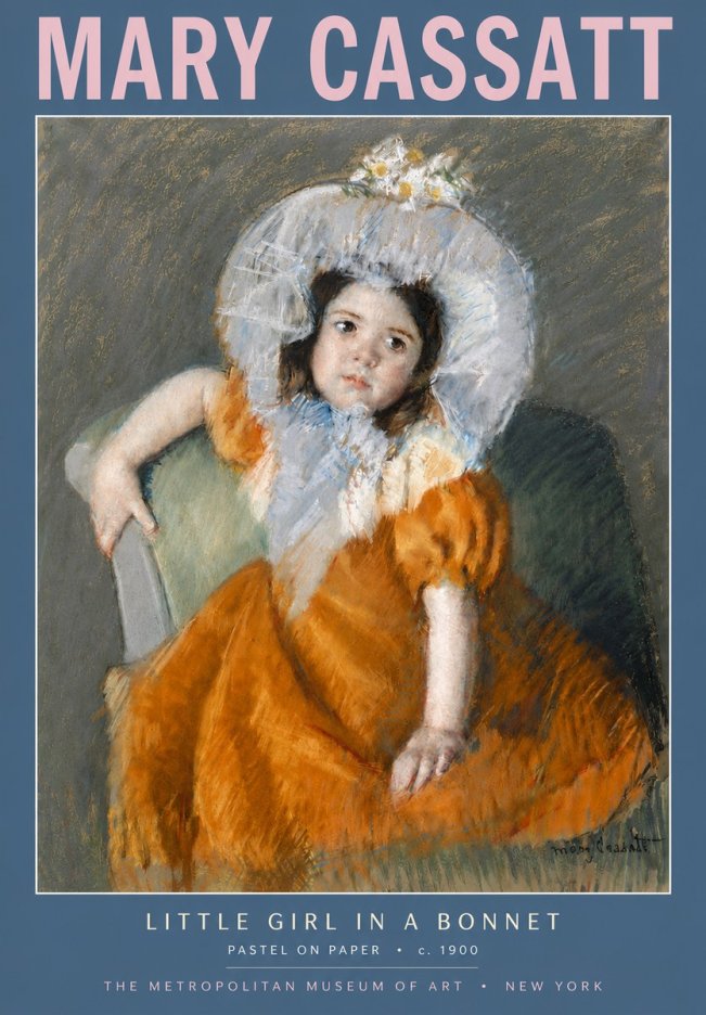 Mary Cassatt Little Girl in a Bonnet No5 - Plakát