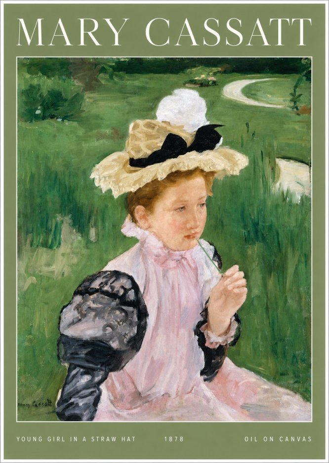 Mary Cassatt Young Girl in a Straw Hat No2 - Plakát