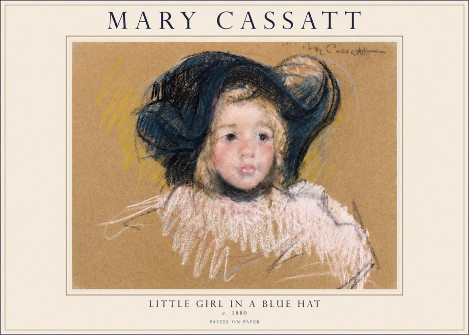 Mary Cassatt Little Girl in a Blue Hat No1 - Plakát