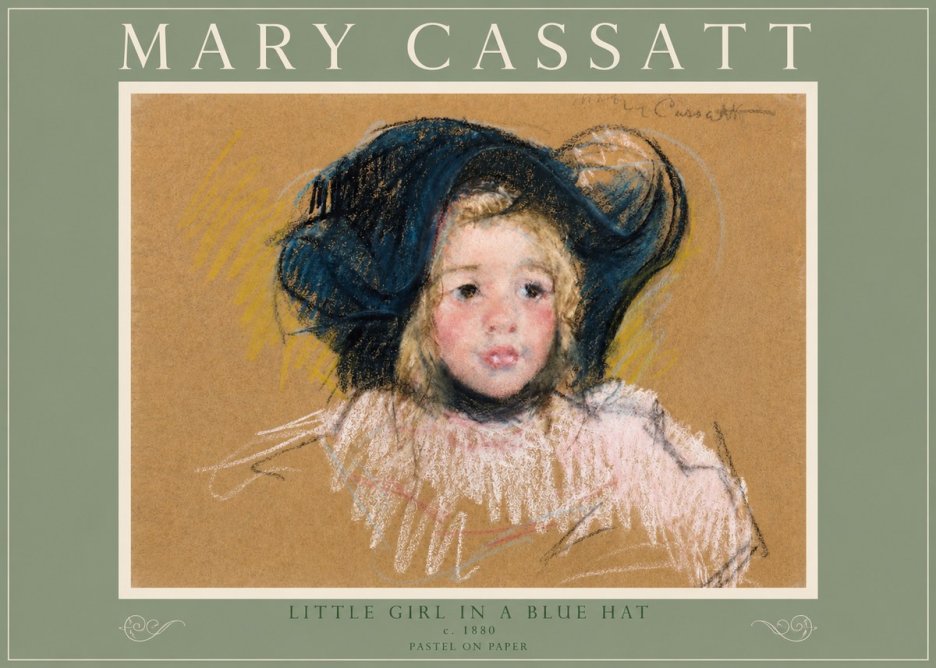 Mary Cassatt Little Girl in a Blue Hat No3 - Plakát