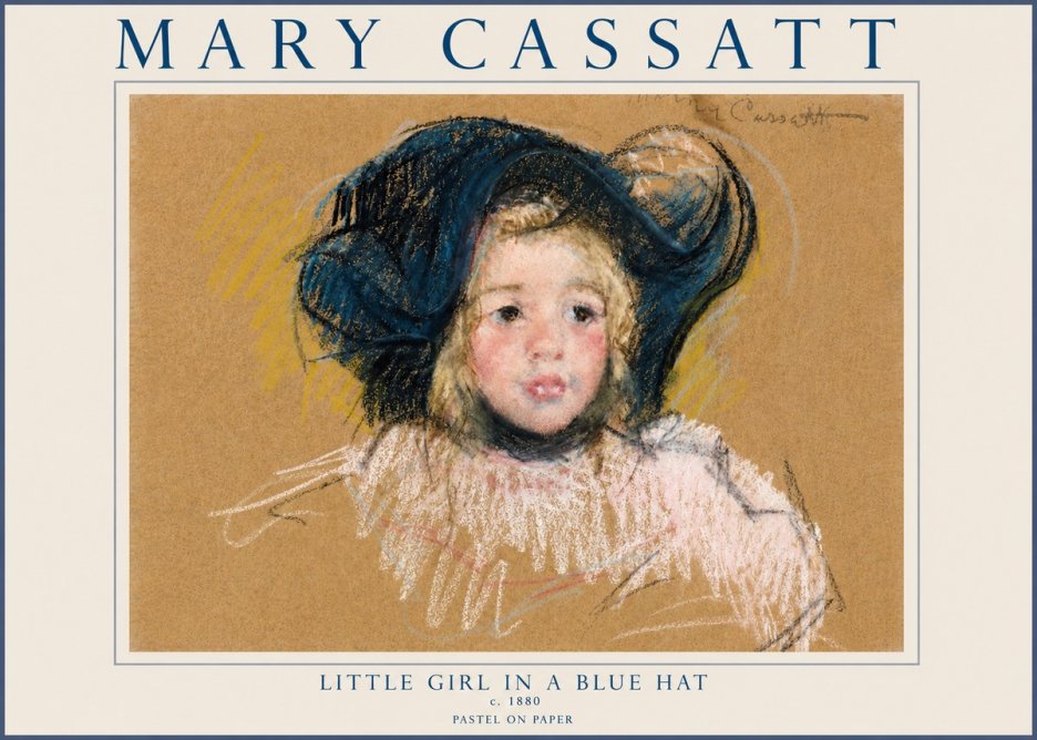 Mary Cassatt Little Girl in a Blue Hat No5 - Plakát