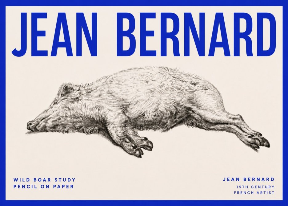 Jean Bernard Wild Boar Study No4 - Plakát