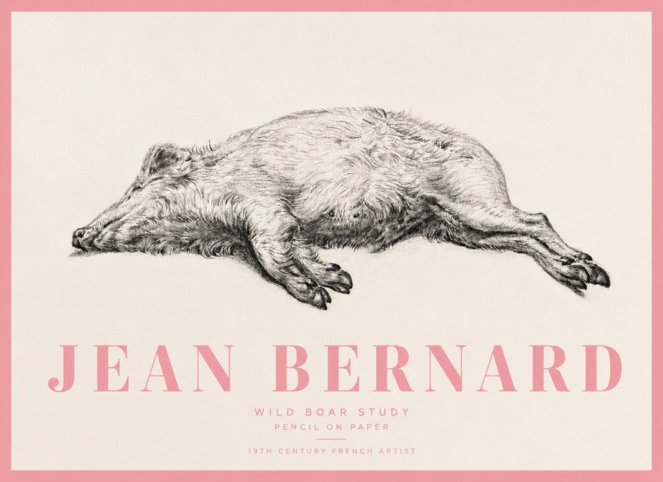 Jean Bernard Wild Boar Study No5 - Plakát