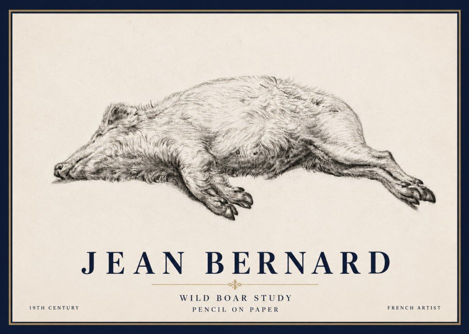 Jean Bernard Wild Boar Study No6 - Plakát