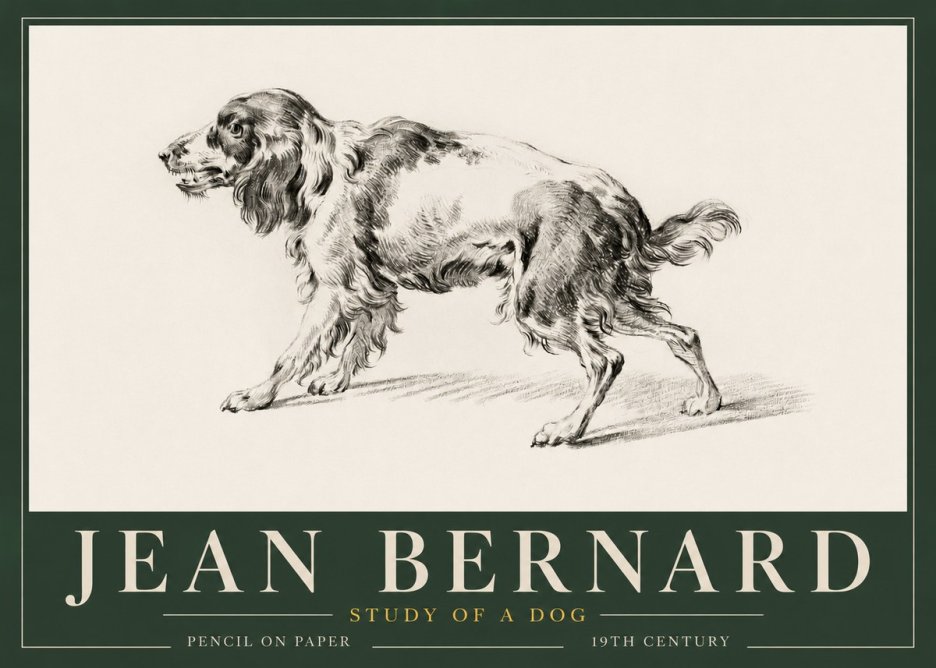 Jean Bernard Study of a Dog V No3 - Plakát