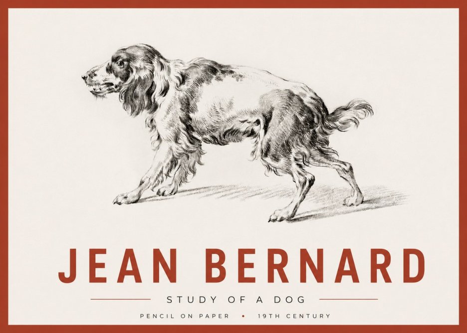 Jean Bernard Study of a Dog V No4 - Plakát