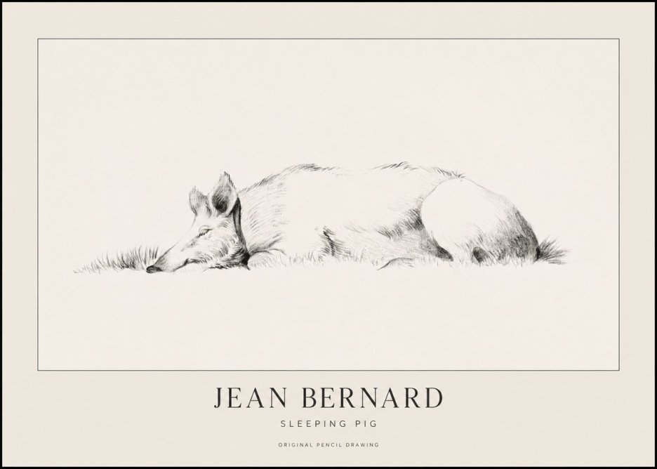 Jean Bernard Sleeping Pig II No1 - Plakát