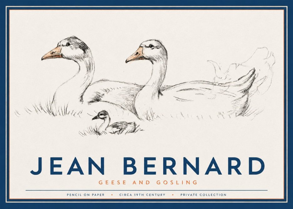Jean Bernard Study of Geese No3 - Plakát