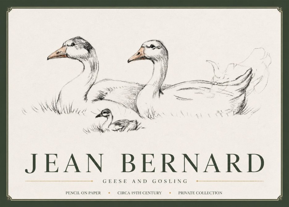 Jean Bernard Study of Geese No6 - Plakát