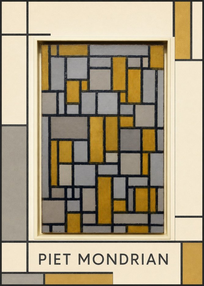 Piet Mondrian Composition in Grey and Yellow No1 - Plakát