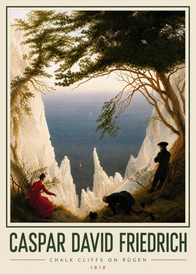 Caspar David Friedrich Chalk Cliffs on Rügen No5 - Plakát