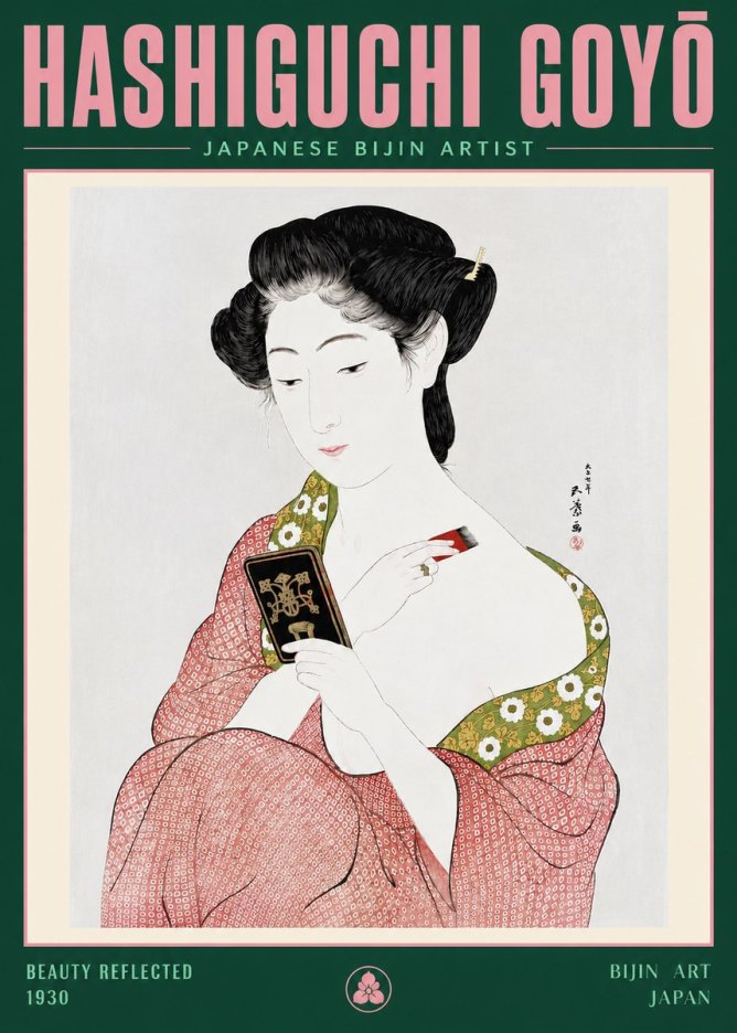 Hashiguchi Goyō Beauty Reflected No3 - Plakát