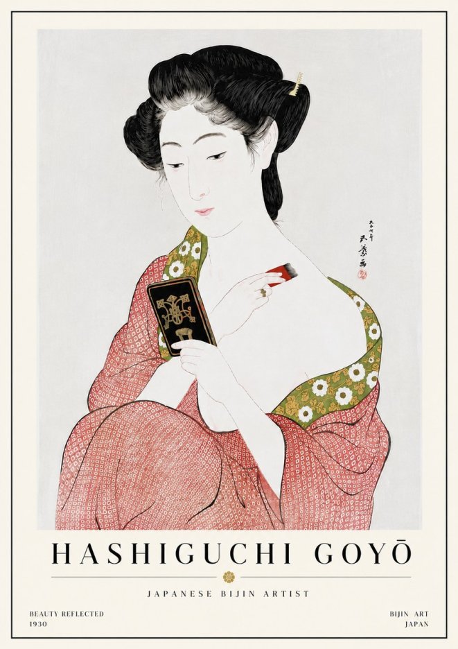 Hashiguchi Goyō Beauty Reflected No6 - Plakát