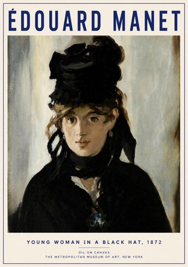 Édouard Manet Young Woman in a Black Hat, 1872 No3 - Plakát