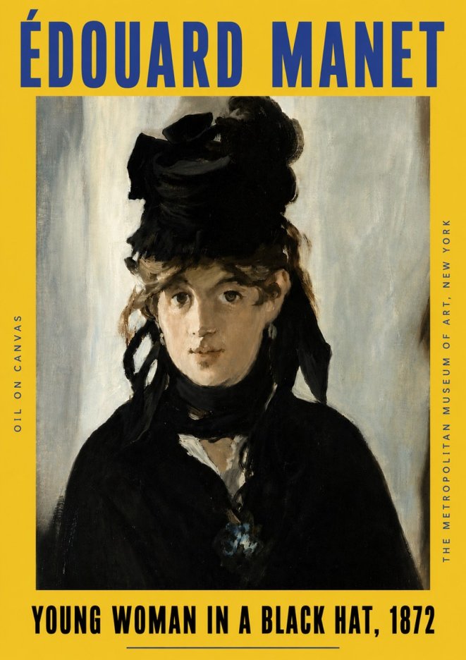 Édouard Manet Young Woman in a Black Hat, 1872 No4 - Plakát