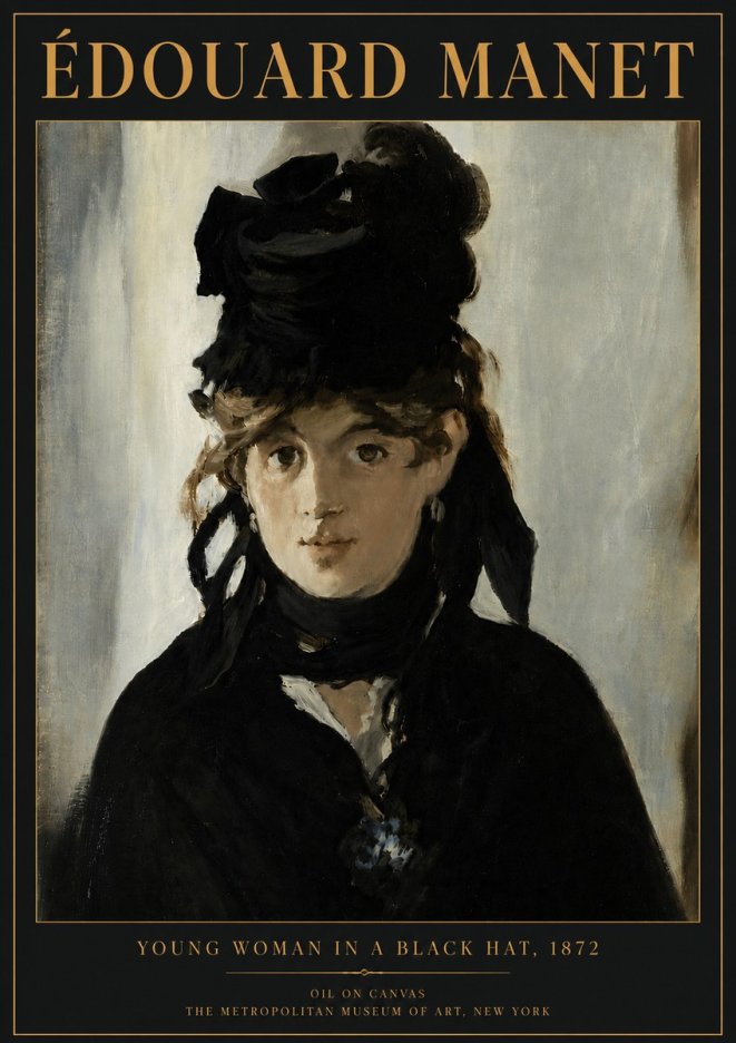 Édouard Manet Young Woman in a Black Hat, 1872 No5 - Plakát