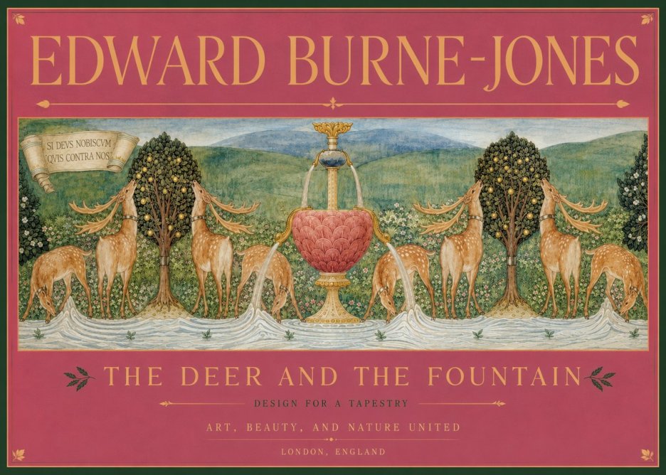 Edward Burne-Jones The Deer and the Fountain No2 - Plakát