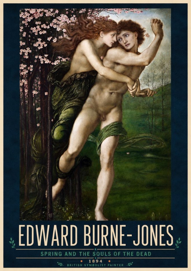Edward Burne-Jones Springtime and the Spring No5 - Plakát