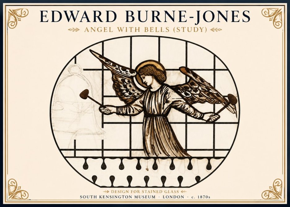 Edward Burne-Jones Angel with Bells (Study) No1 - Plakát
