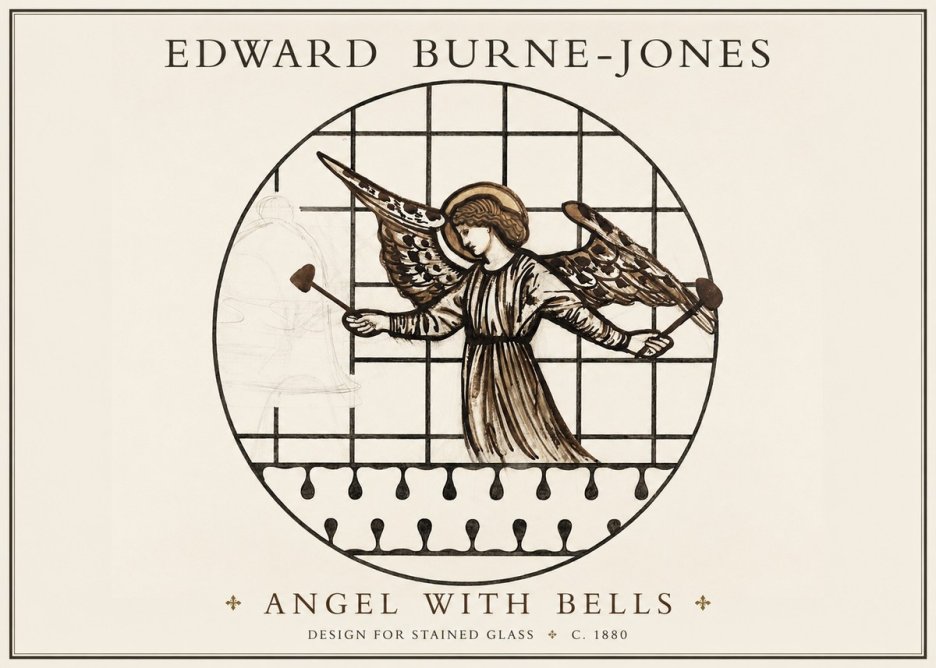 Edward Burne-Jones Angel with Bells (Study) No2 - Plakát