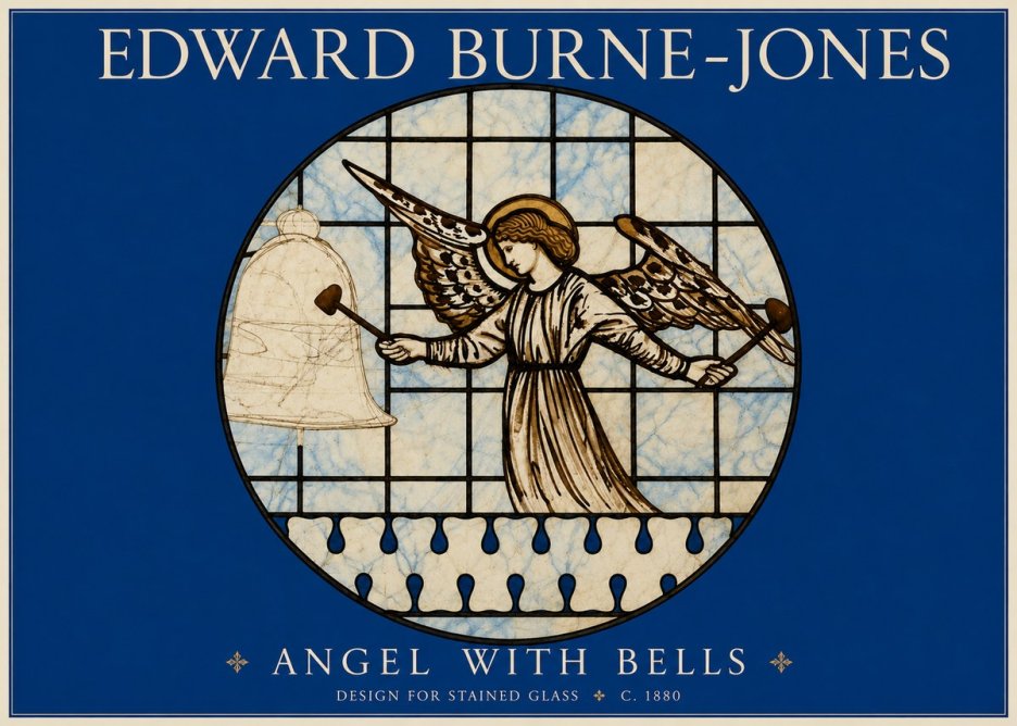 Edward Burne-Jones Angel with Bells (Study) No4 - Plakát
