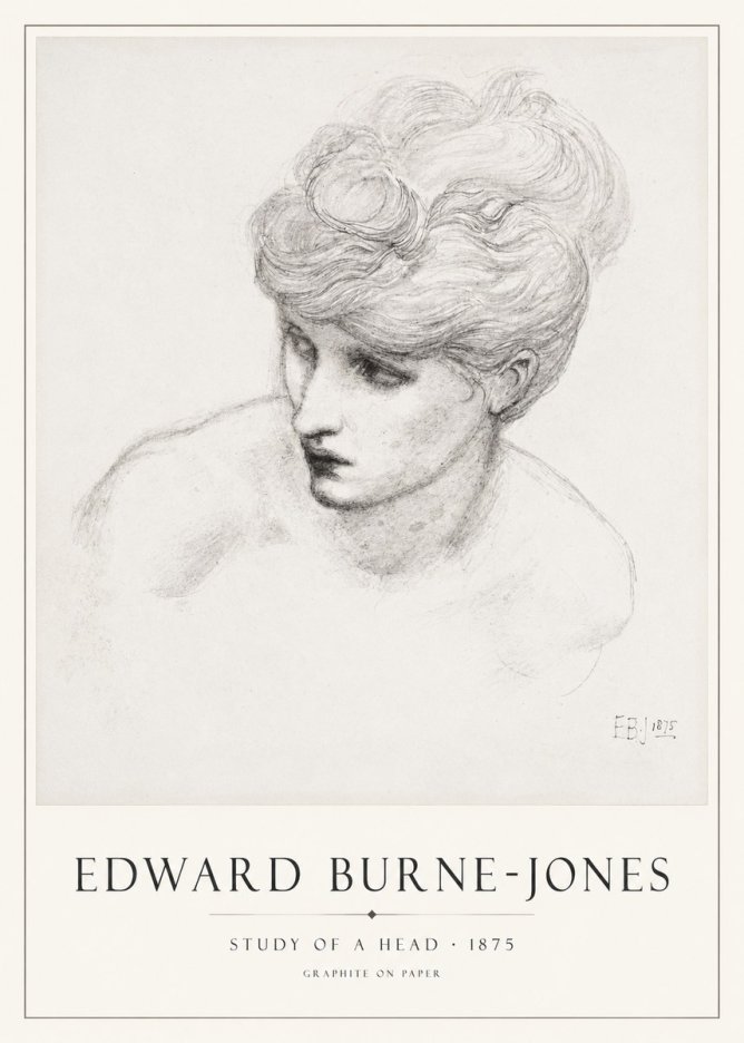 Edward Burne-Jones Study of a Head No1 - Plakát