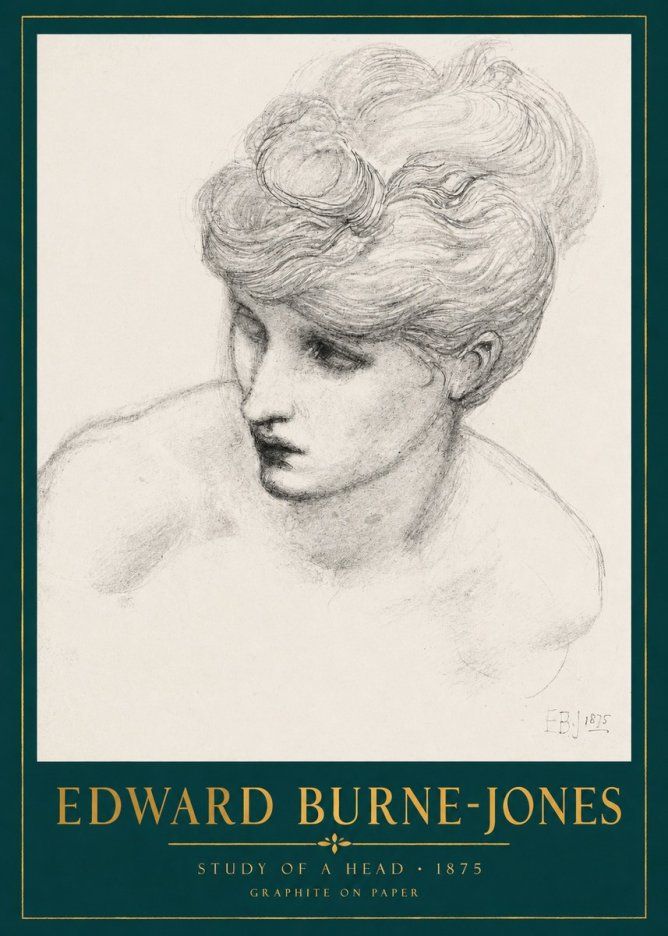 Edward Burne-Jones Study of a Head No2 - Plakát