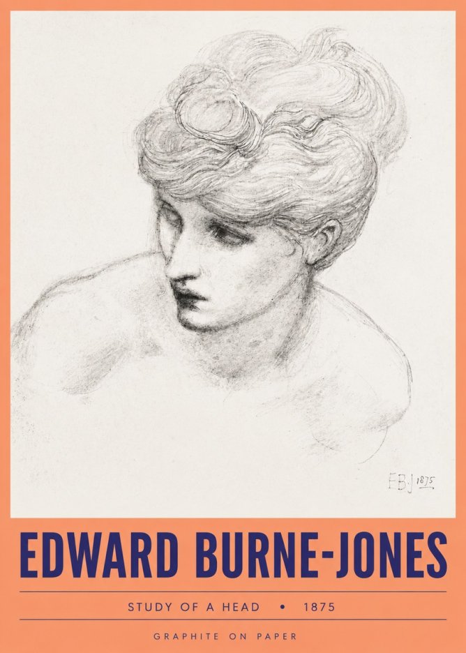 Edward Burne-Jones Study of a Head No3 - Plakát