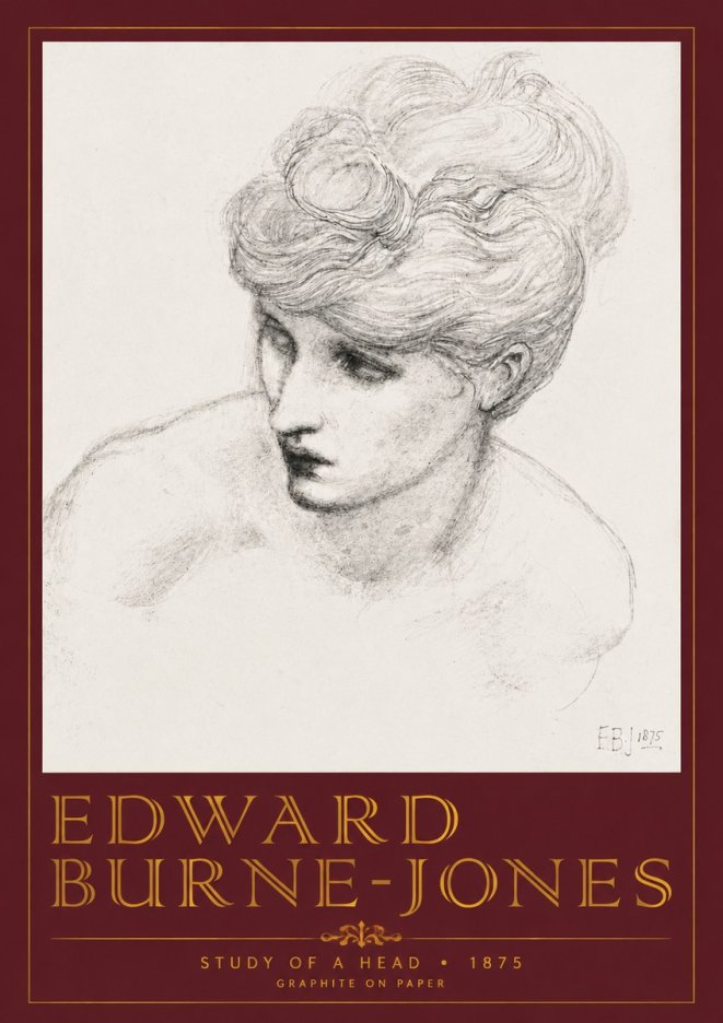 Edward Burne-Jones Study of a Head No4 - Plakát