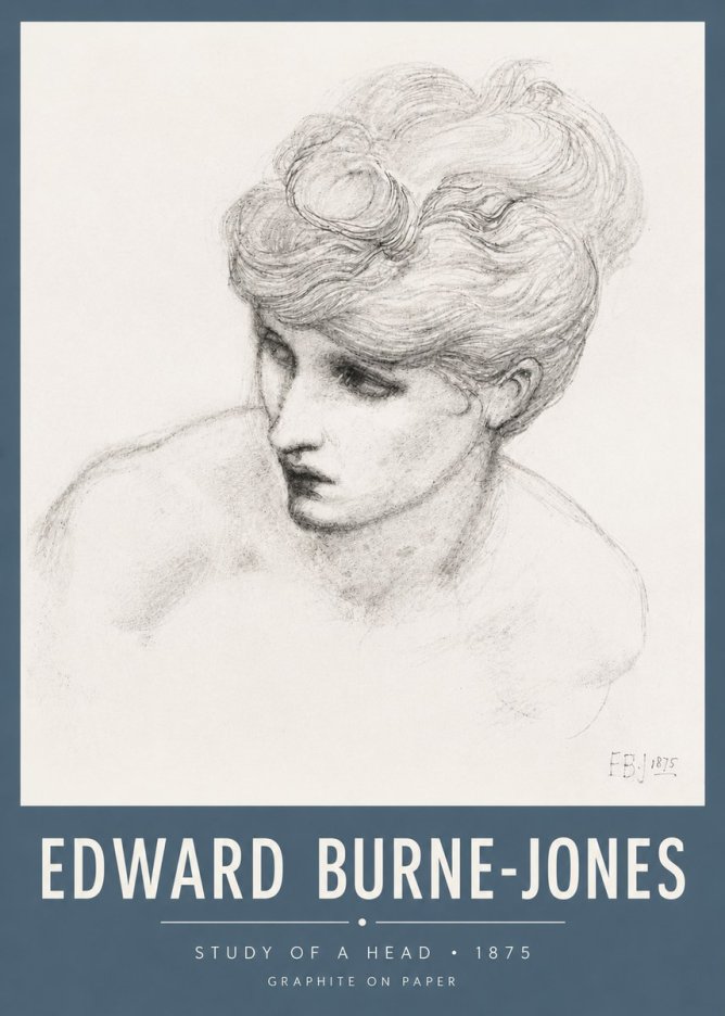 Edward Burne-Jones Study of a Head No5 - Plakát