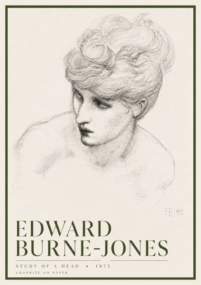 Edward Burne-Jones Study of a Head No6 - Plakát