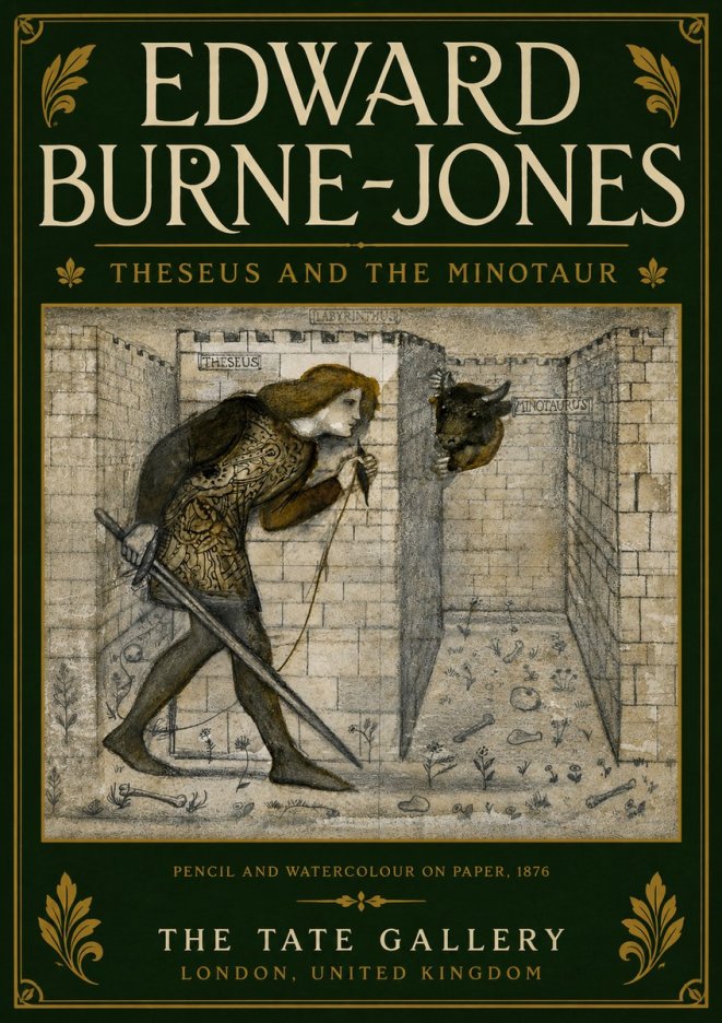 Edward Burne-Jones Theseus and the Minotaur No6 - Plakát