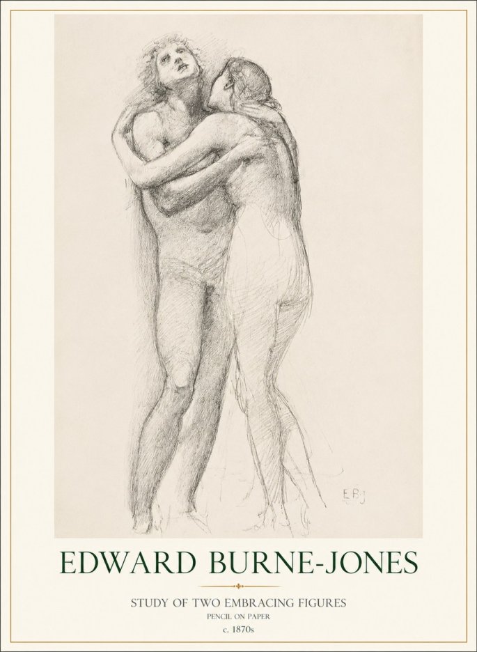 Edward Burne-Jones Study of Two Embracing Figures No1 - Plakát