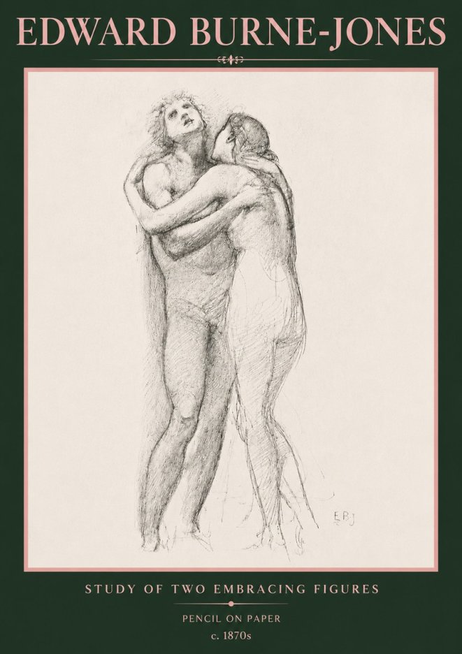Edward Burne-Jones Study of Two Embracing Figures No5 - Plakát
