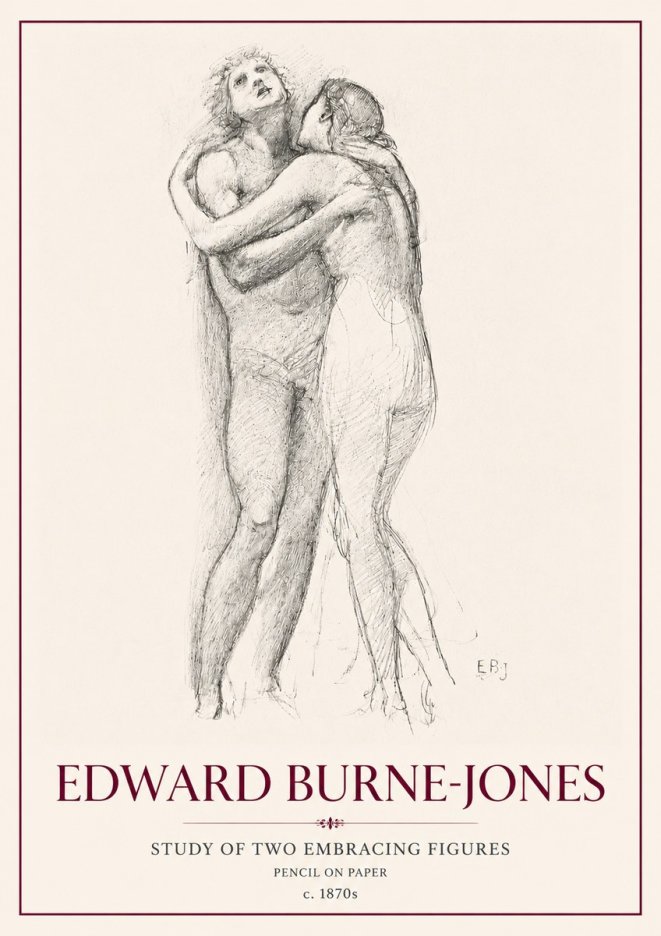 Edward Burne-Jones Study of Two Embracing Figures No6 - Plakát