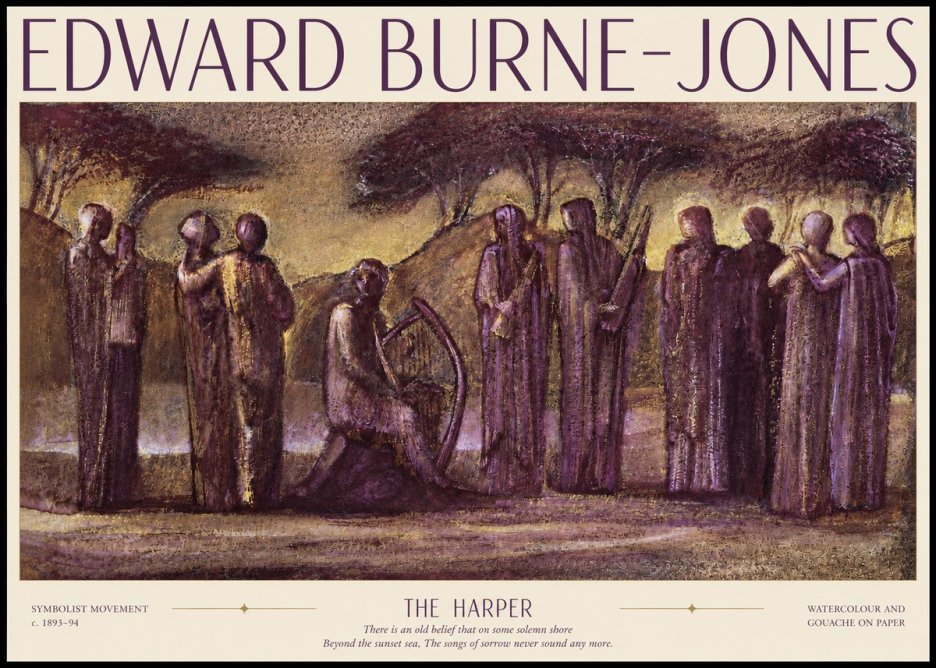 Edward Burne-Jones The Harp of Life No6 - Plakát