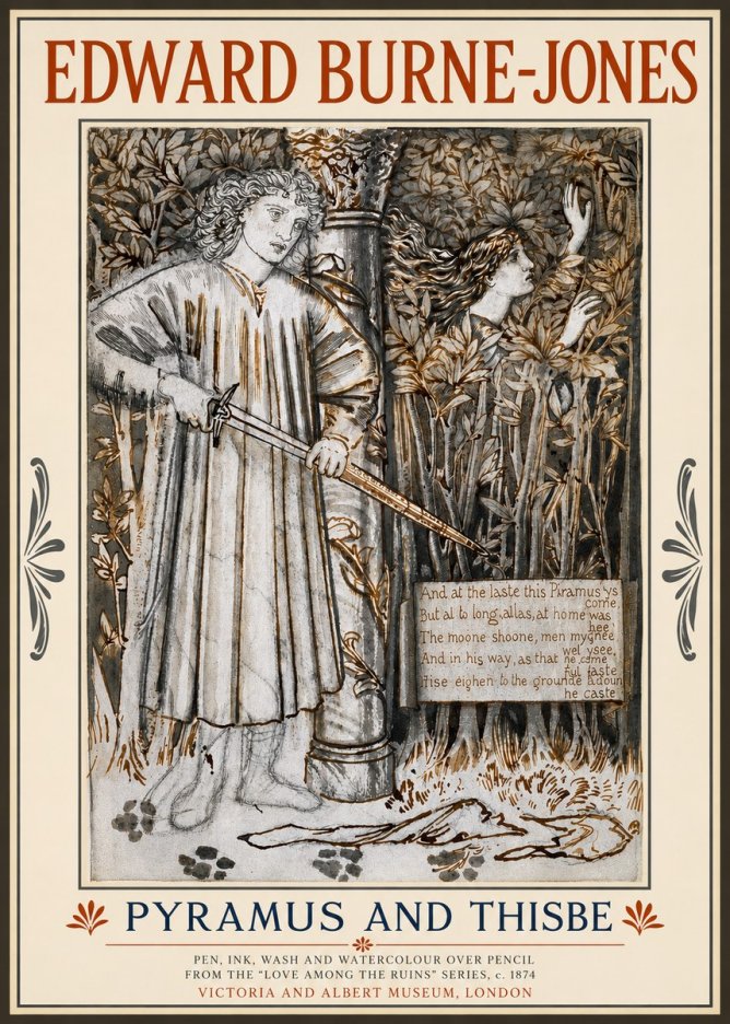 Edward Burne-Jones Pyramus and Thisbe No3 - Plakát